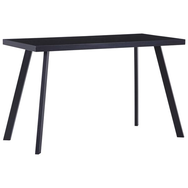 vidaXL Dining Table Black Tempered glass, steel 47.2 x 23.6 x 29.5 in