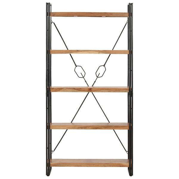 vidaXL Bookcase Natural wood and black Solid Acacia wood and steel