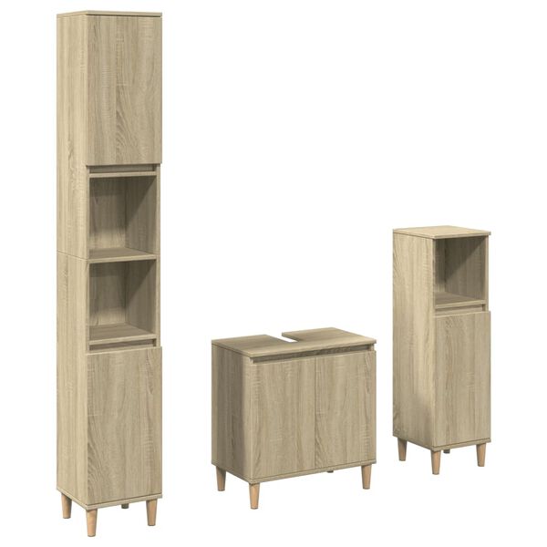 vidaXL Bathroom Furniture Set Sonoma Oak Engineered wood Compact