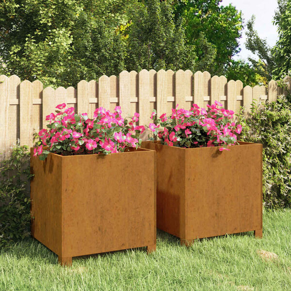 vidaXL Planter Set of 2 Rusty Corten steel Medium Durable Planter