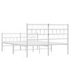 vidaXL Metal Bed Frame White Powder-Coated Steel Full Metal Bed Frame