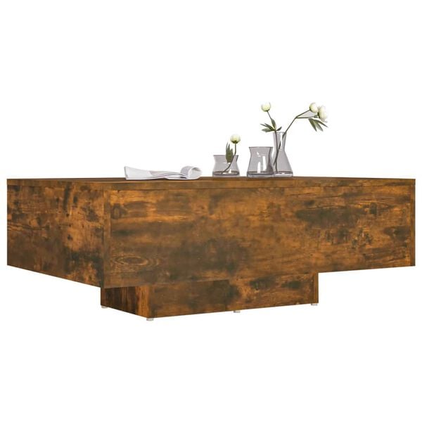 vidaXL Coffee Table Smoked Oak Engineered Wood 33.5 x 21.7 x 12.2 in