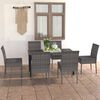 vidaXL Dining Set Gray Poly rattan, powder-coated steel, glass Standard