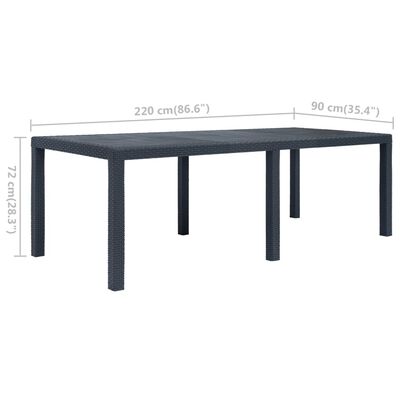 vidaXL Patio Table Anthracite 86.6"x35.4"x28.3" Plastic Rattan Look