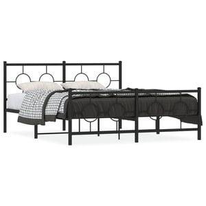vidaXL Bed Frame Black Steel Full Bed Frame Rectangular Industrial