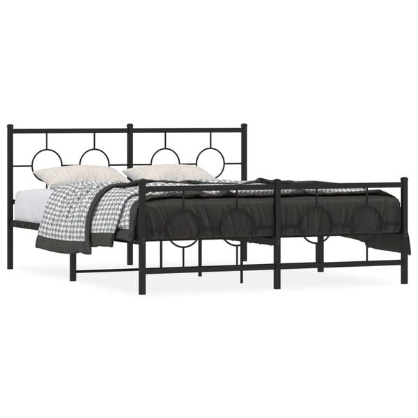 vidaXL Bed Frame Black Steel Full Bed Frame Rectangular Industrial