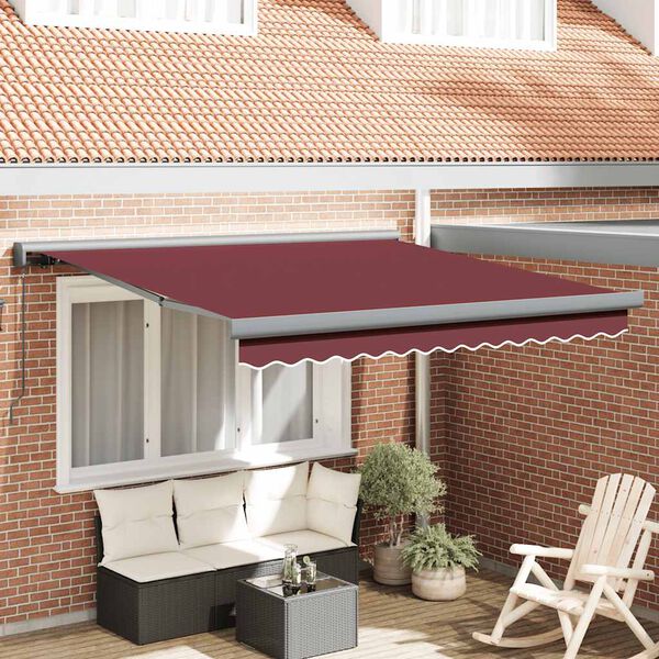 vidaXL Retractable Awning Burgundy