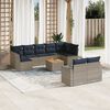 vidaXL 10 Piece Patio Sofa Set with Cushions Gray Poly Rattan