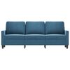 vidaXL 3-seater Sofa Blue Velvet (100% polyester), metal, textilene
