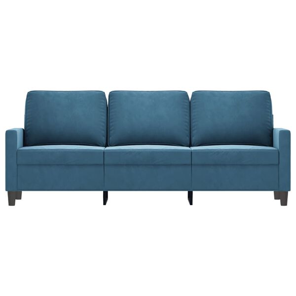vidaXL 3-seater Sofa Blue Velvet (100% polyester), metal, textilene
