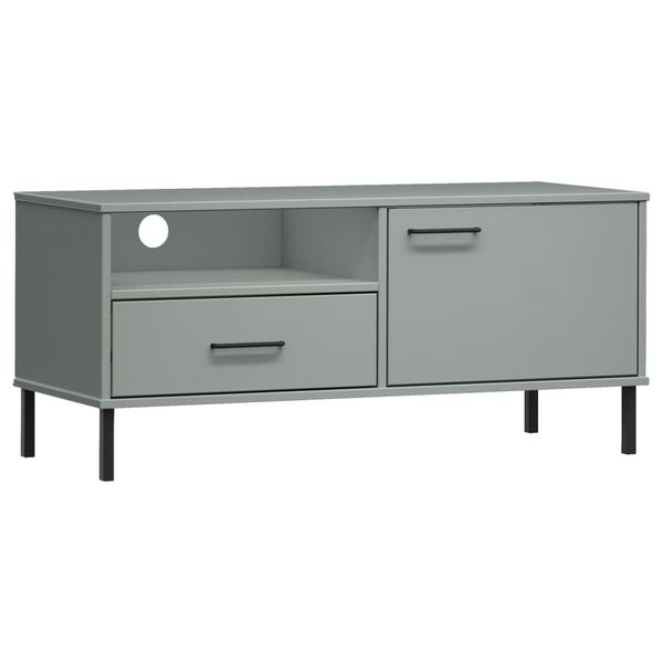 vidaXL TV Cabinet Grey Solid Pine Wood Medium TV Cabinet Rectangular