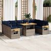 vidaXL 10 Piece Patio Sofa Set with Cushions Gray Poly Rattan Acacia