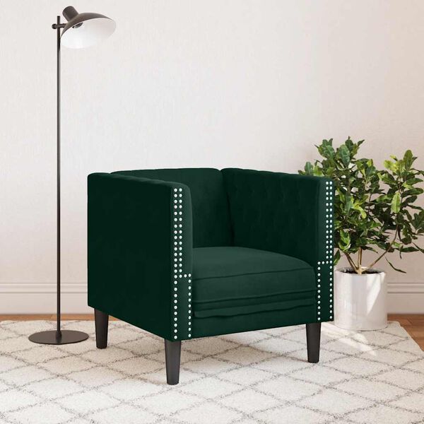vidaXL Chesterfield Sofa Chair Dark Green
