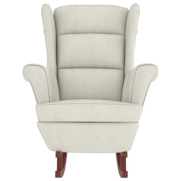 vidaXL Rocking Chair Wingback Cream Velvet and Solid Wood