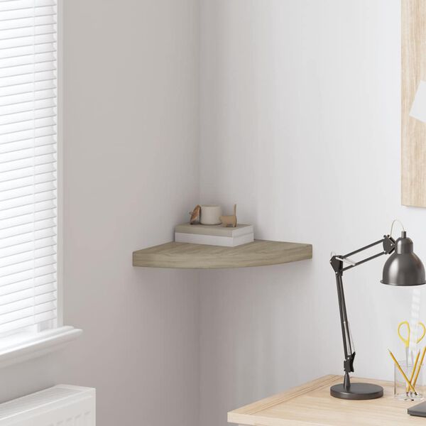 vidaXL Corner Shelf Oak Honeycomb MDF, metal 13.8 in x 13.8 in x 1.5 in