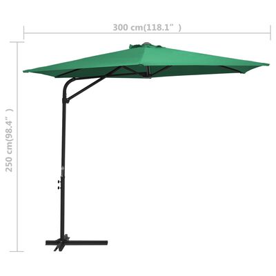vidaXL Outdoor Parasol with Steel Pole 118.1" Green