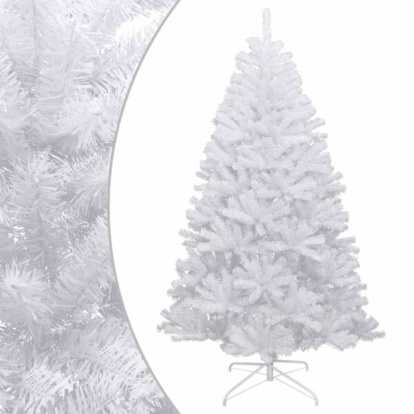 vidaXL Artificial Hinged Christmas Tree White PVC, metal 4 feet tall