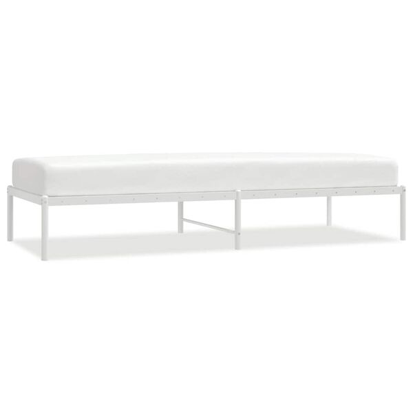 vidaXL Bed Frame White Powder-Coated Steel 31.5 x 79 inches Bed Frame