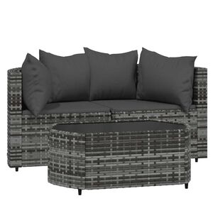vidaXL Patio Lounge Set Gray PE rattan Standard Adjustable Feet