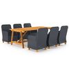 vidaXL Dining Set Dark Grey Solid acacia wood Large Removable Covers