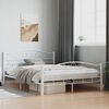 vidaXL Bed Frame White Metal 55.1x78.7 in Durable Bed Frame