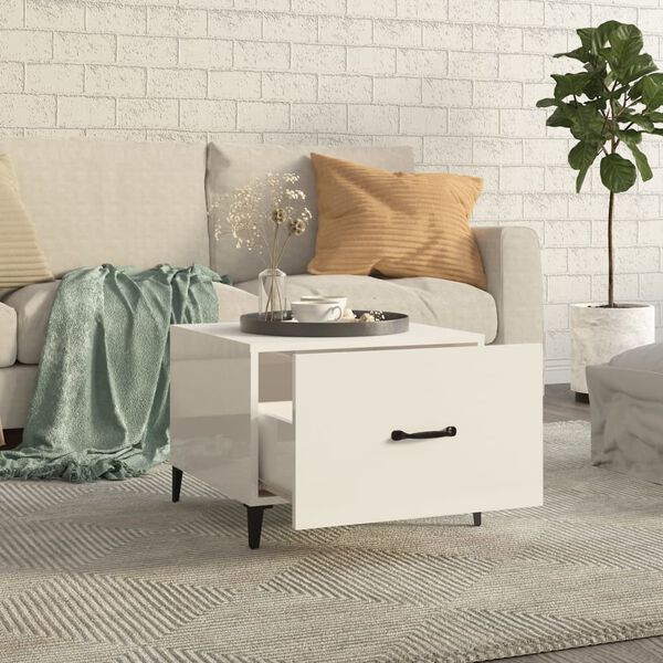 vidaXL Coffee Table Set of 2 High gloss white Engineered wood, metal