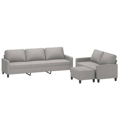 Piece Sofa Set with Cushions Light Gray Fabric | vidaXL.com