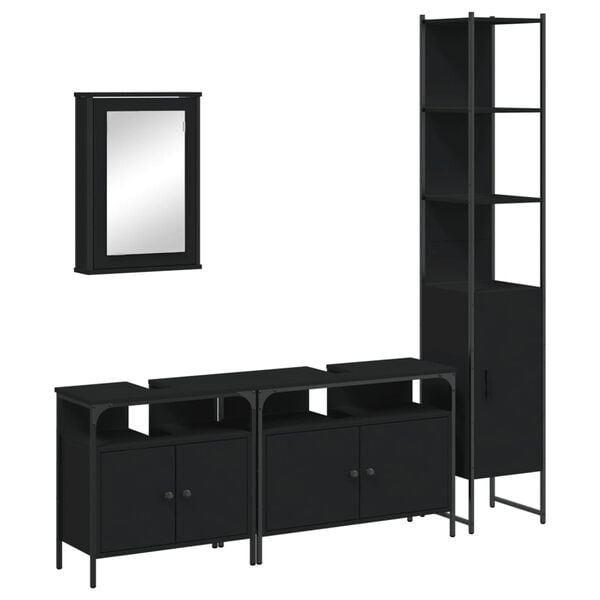 vidaXL Bathroom Furniture Set Black