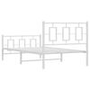 vidaXL Bed Frame White Powder-Coated Steel Single Bed Frame