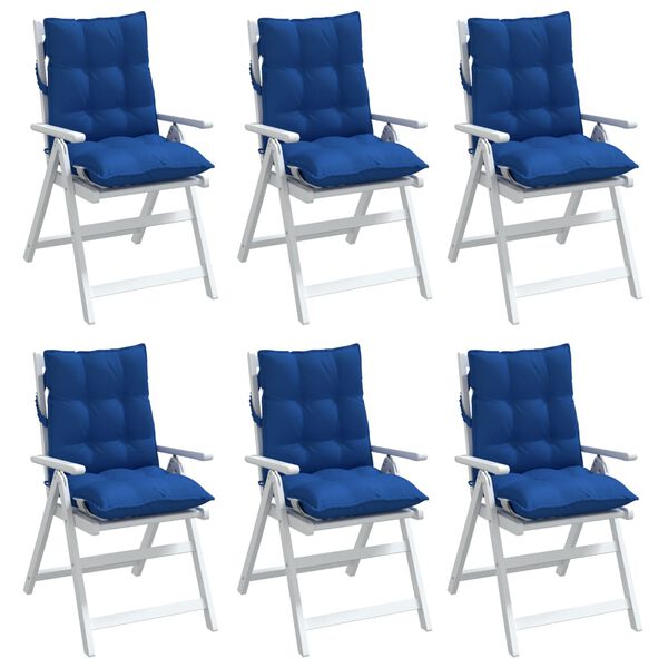 vidaXL Lowback Chair Cushion Set of 6 Royal Blue