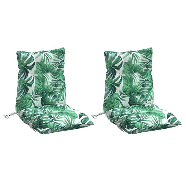 vidaXL Lowback Chair Cushion Set of 2 Leaf Pattern
