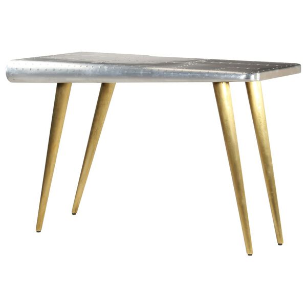 vidaXL Writing Desk Silver, Brass Mango Wood, Aluminum, Steel