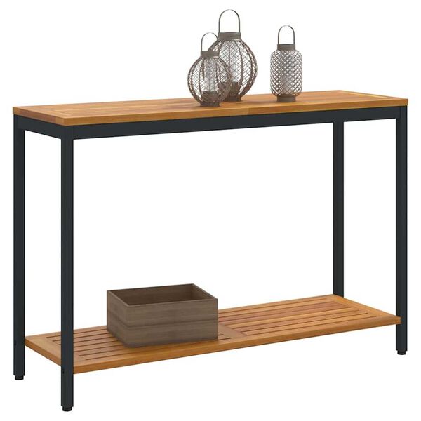 vidaXL Outdoor Table natural and black 43.3" x 13.8" x 29.5