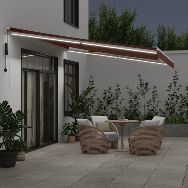vidaXL Retractable Awning Brown and White