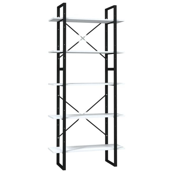 vidaXL Book Cabinet White and Black Engineered wood and metal Medium