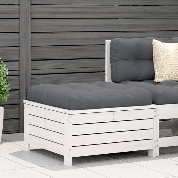 vidaXL Garden Footstool White Solid Pine Wood 24.4x25.0x12.6 in Modular