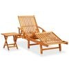vidaXL Sunlounger With Table Cream Solid acacia wood Standard Foldable