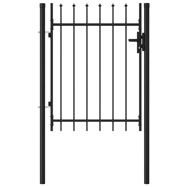vidaXL Fence Gate Single Door with Spike Top Steel 3.3'x3.9' Black