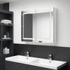 vidaXL Bathroom Cabinet Shiny White MDF with Melamine Finish, Glass