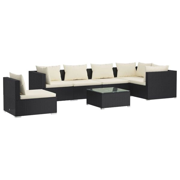 vidaXL Garden Lounge Set Black and cream