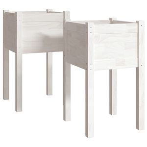 vidaXL Garden Planter Set of 2 White Solid pinewood Medium