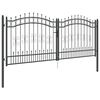 vidaXL Fence Gate with Spear Top Black 120.1"x 49.2" Powder-coated Steel