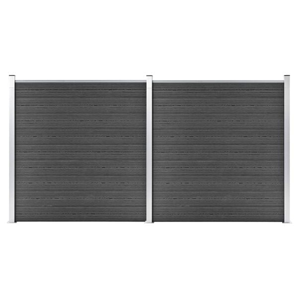 vidaXL Fence Panel Set WPC 139"x73.2" Black
