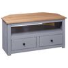 vidaXL Corner TV Cabinet Grey and natural wood color Solid pine wood