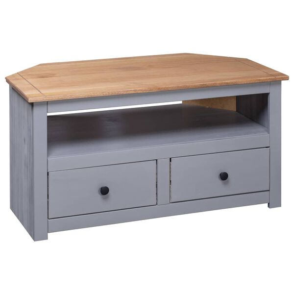 vidaXL Corner TV Cabinet Grey and natural wood color Solid pine wood
