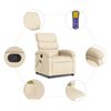 vidaXL Massage Recliner Chair Cream Fabric (100% polyester), metal, plywood