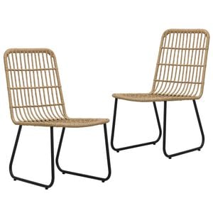 vidaXL Garden Chair Set of 2 Oak and Black PE Rattan Standard Tough