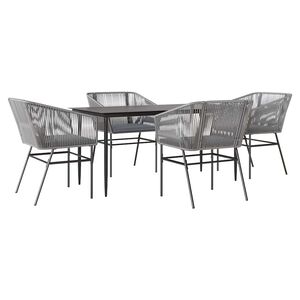 vidaXL Garden Dining Set Grey PE rattan Medium Removable Covers