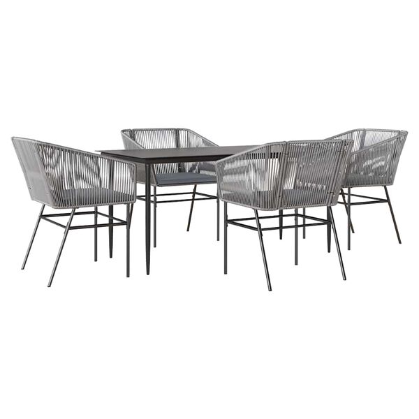 vidaXL Garden Dining Set Grey PE rattan Medium Removable Covers