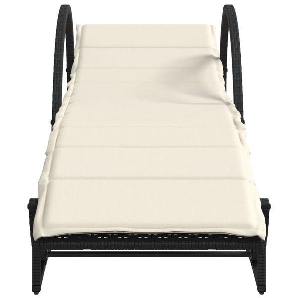 vidaXL Sun Lounger Black, Cream White PE rattan, powder-coated steel
